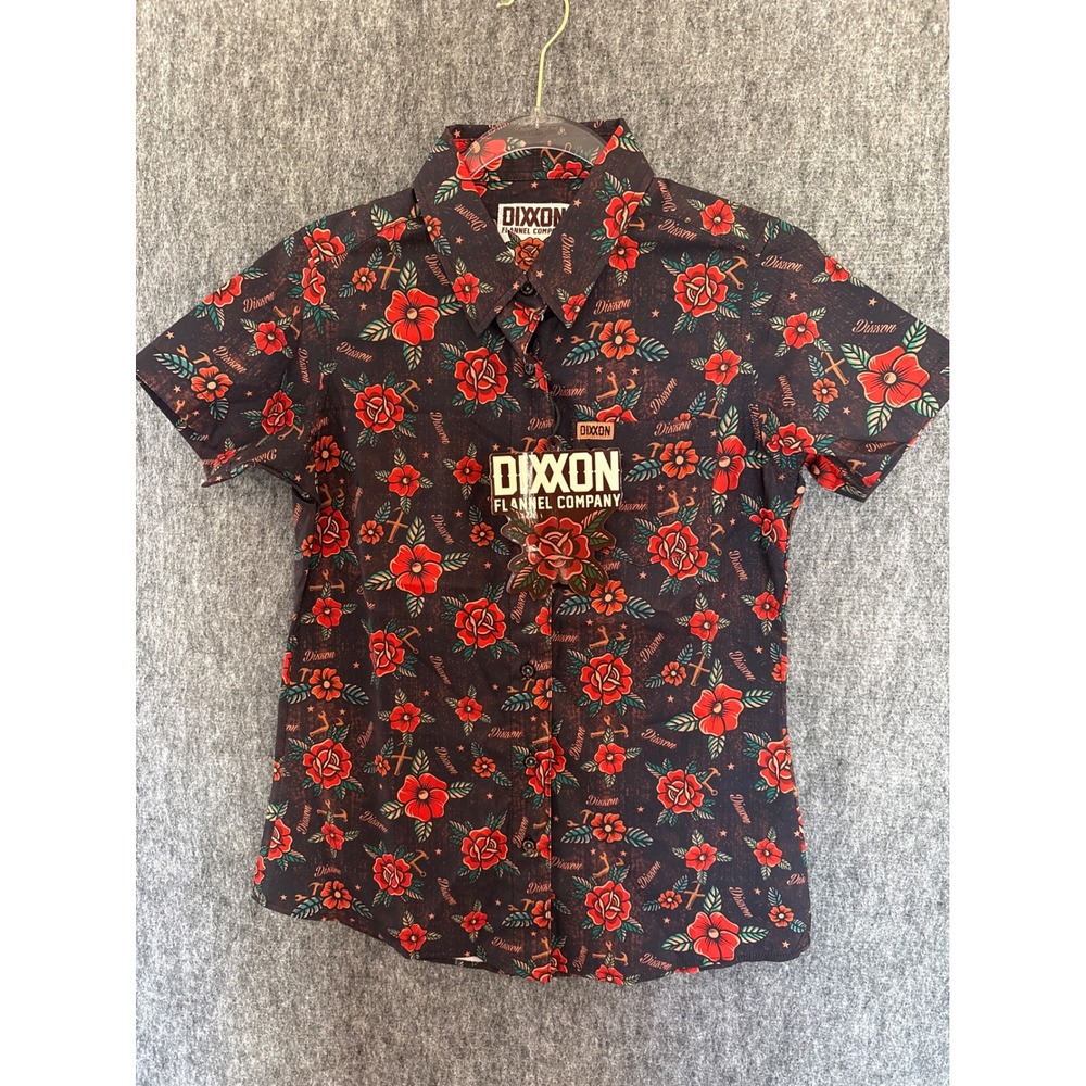 Dixxon Flannel Company Stay Gold‎ Party Shirt Rose Floral Shirt Womens Small New